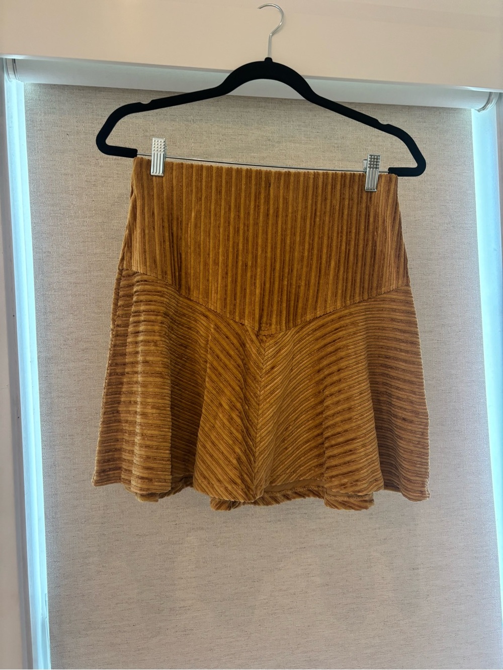 Free People Ribbed Velvet Mini Skirt in Camel Golden/Brown